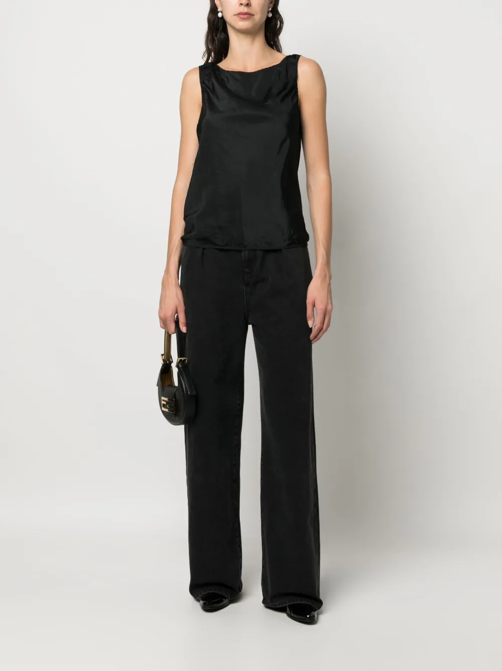 Prada Pre-Owned 2000s gedrapeerde top - Zwart