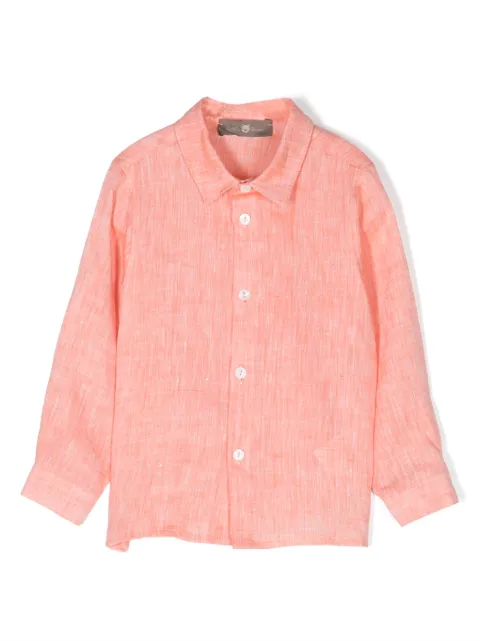 Little Bear button-fastening linen shirt