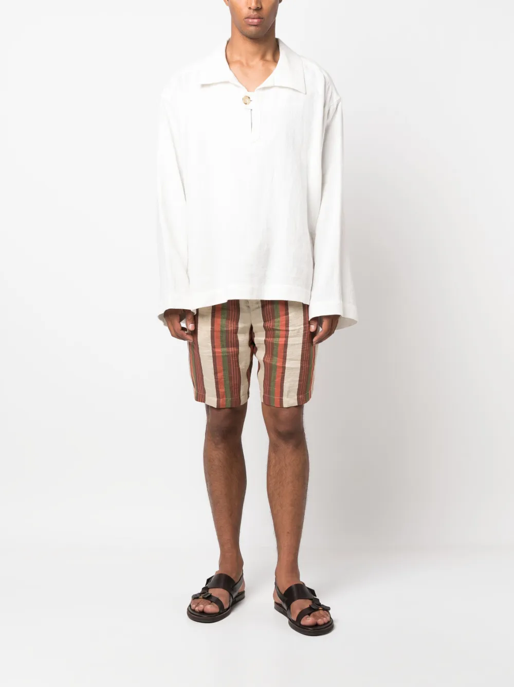 PT Torino striped drawstring shorts - Beige