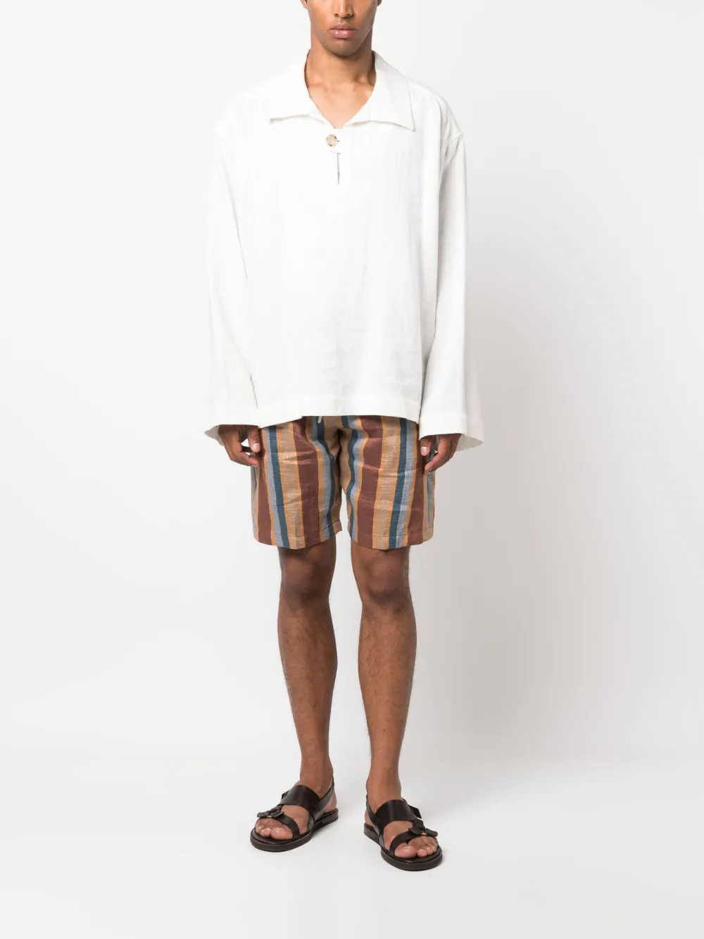 PT Torino striped drawstring shorts - Beige