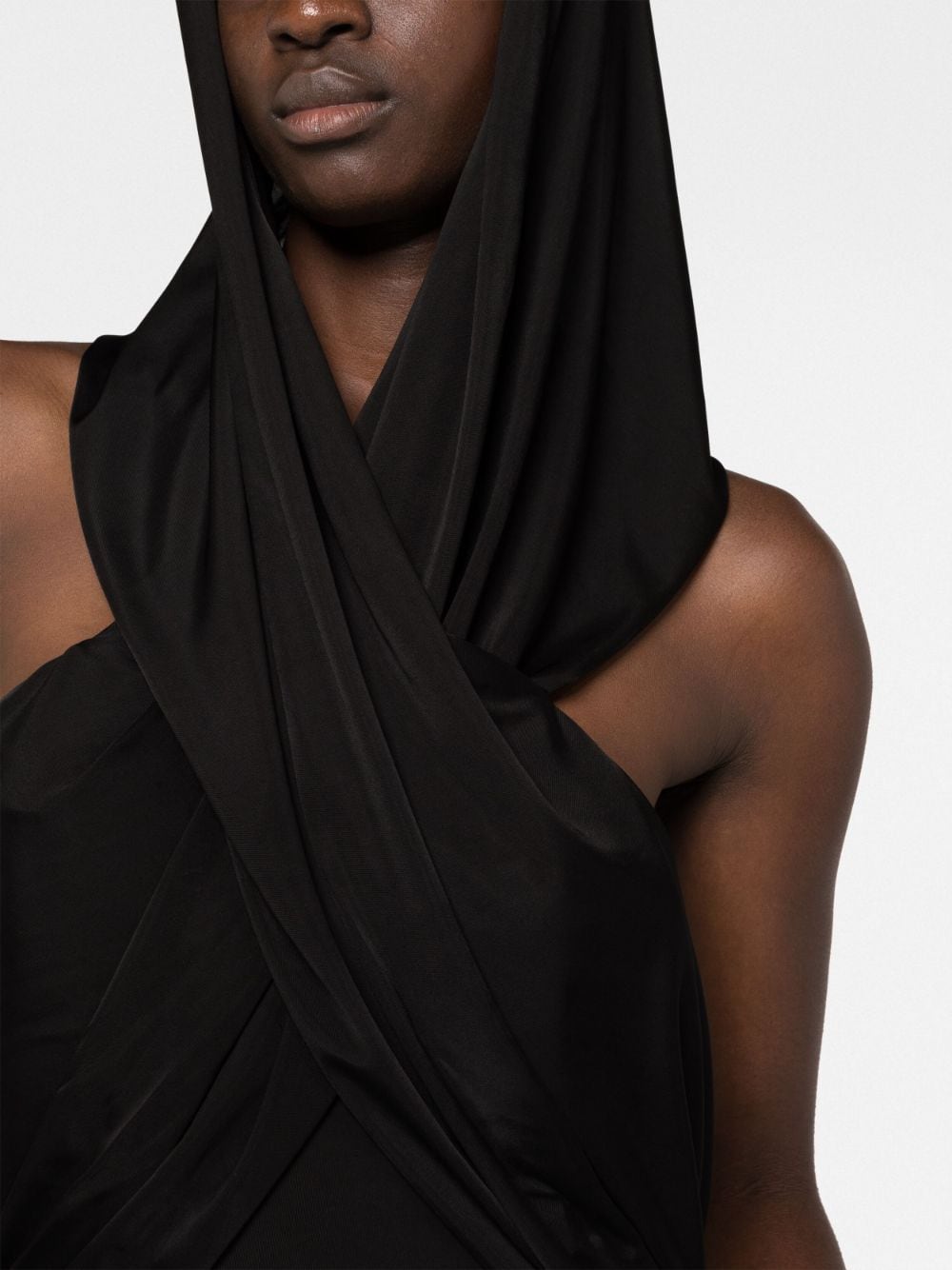 Shop Saint Laurent Hooded Draped Dress In Schwarz