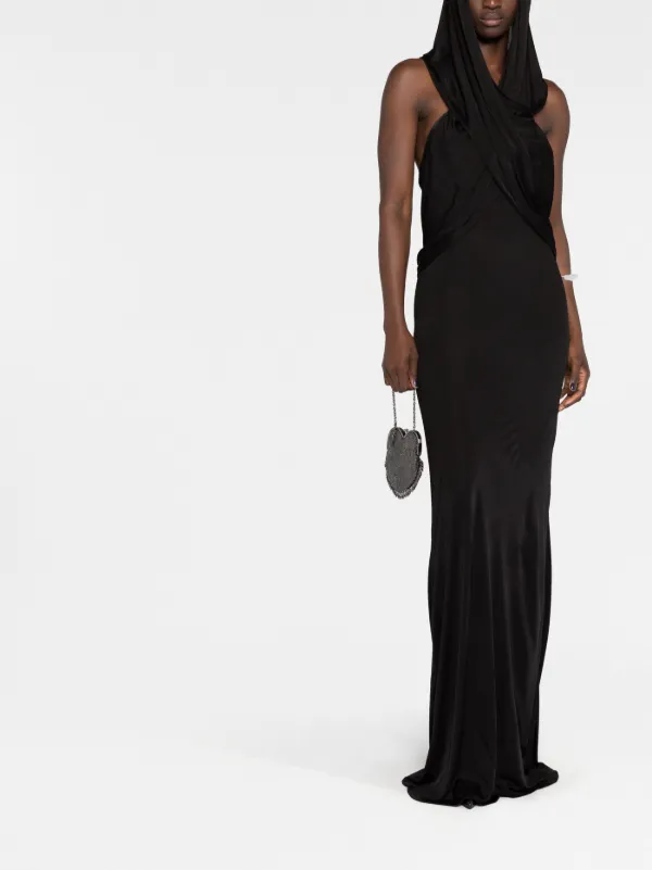 ワンピース Saint Laurent SS23 Draped long dress (734466Y76AJ 1000) Saint Laurent Hooded Draped Dress | Black | FARFETCH