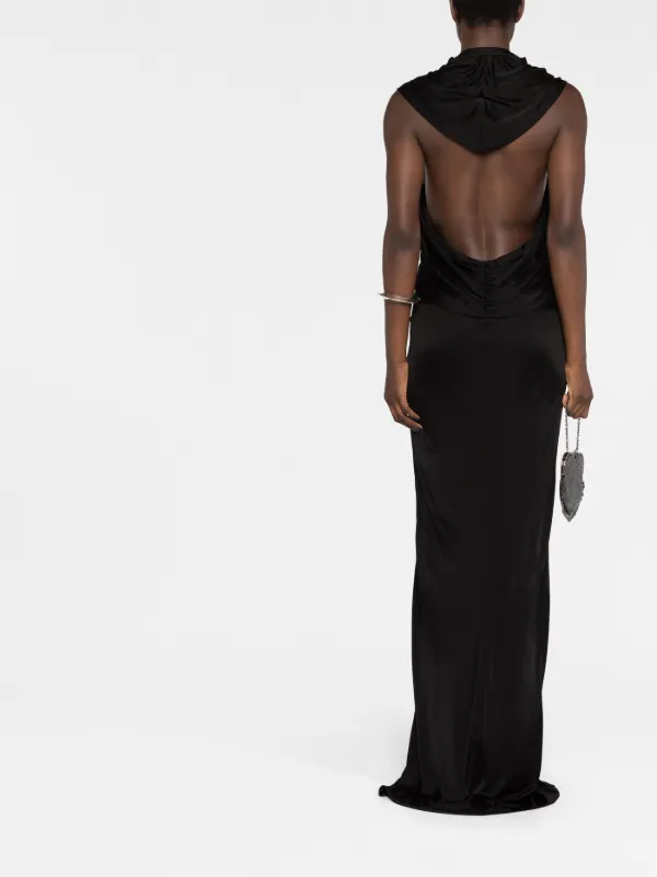 ワンピース Saint Laurent SS23 Draped long dress (734466Y76AJ 1000) Saint Laurent Hooded Draped Dress | Black | FARFETCH