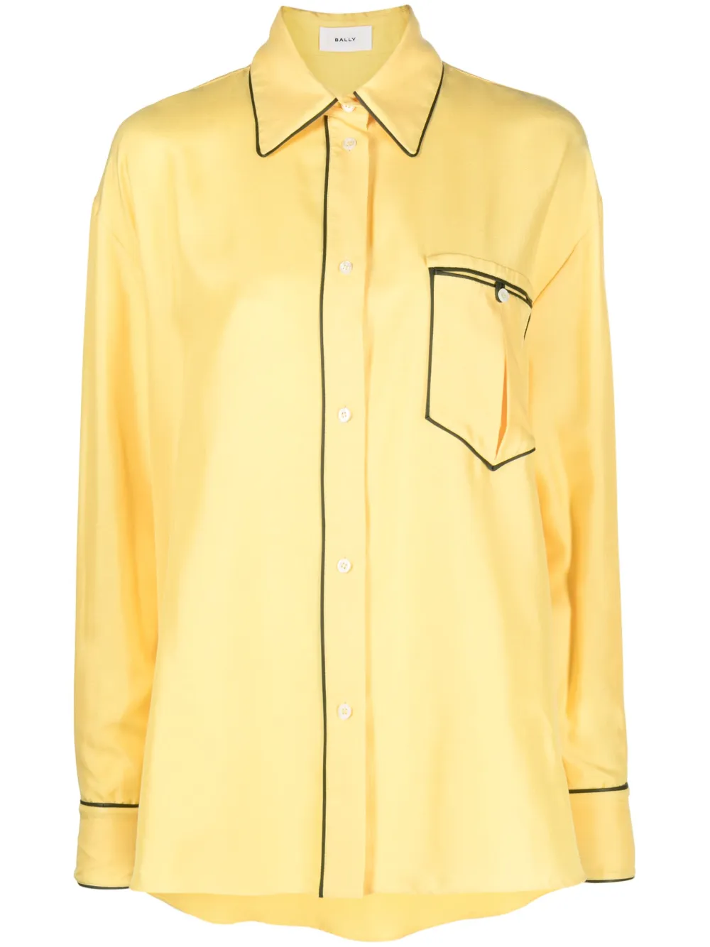 BALLY CONTRAST-TRIM SILK SHIRT