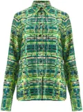 Ferragamo long-sleeved checkered silk shirt - Green