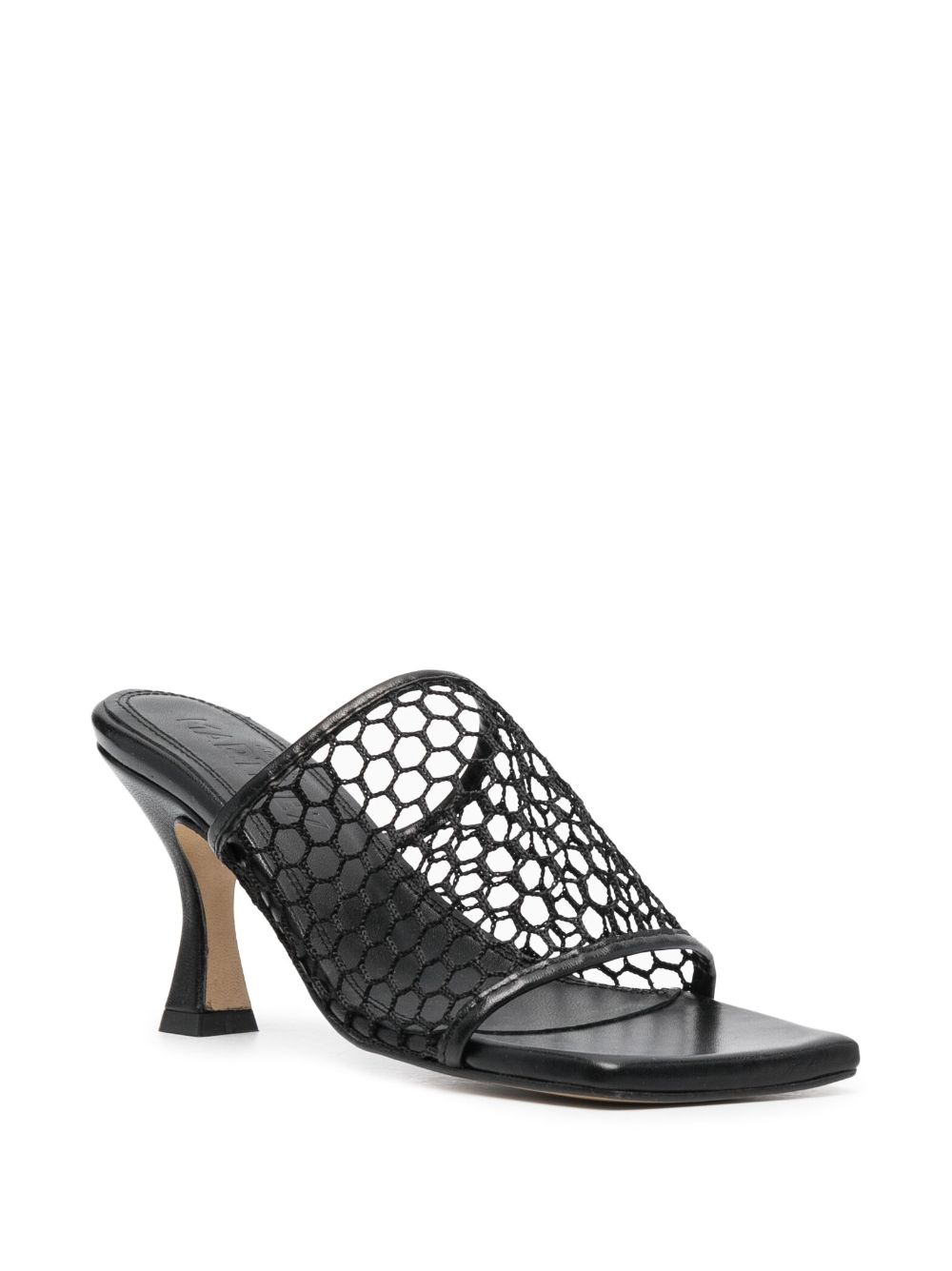 Souliers Martinez Pesca 90mm mesh leather mules - Zwart