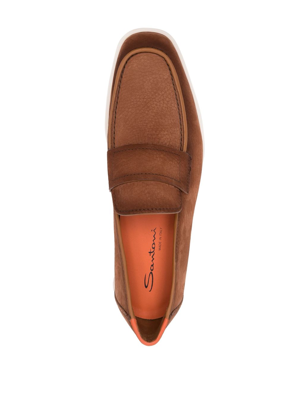 Shop Santoni Slip-on Cracked Loafers In Brown