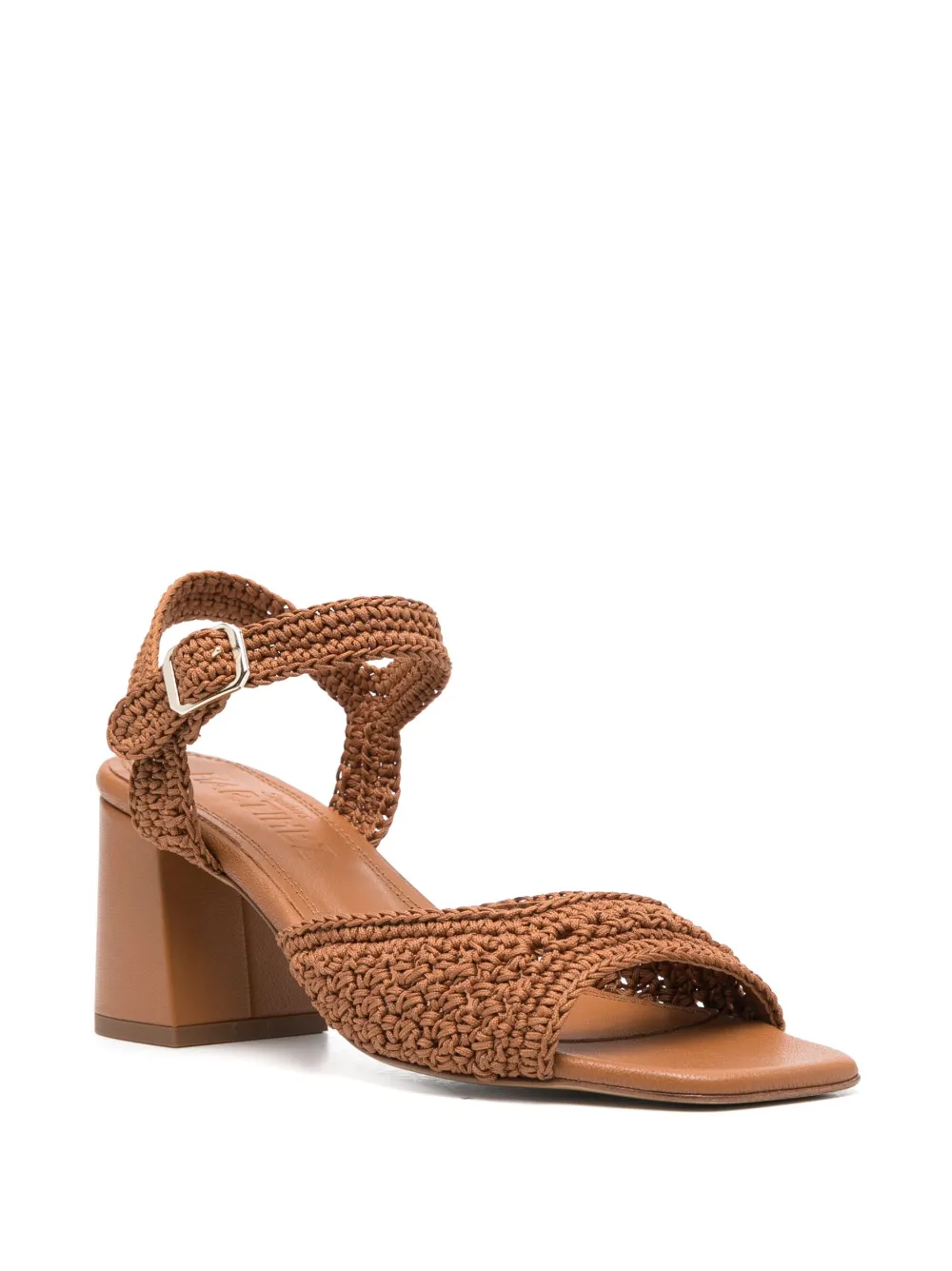 Souliers Martinez Sicilia 75mm woven leather sandals - Bruin