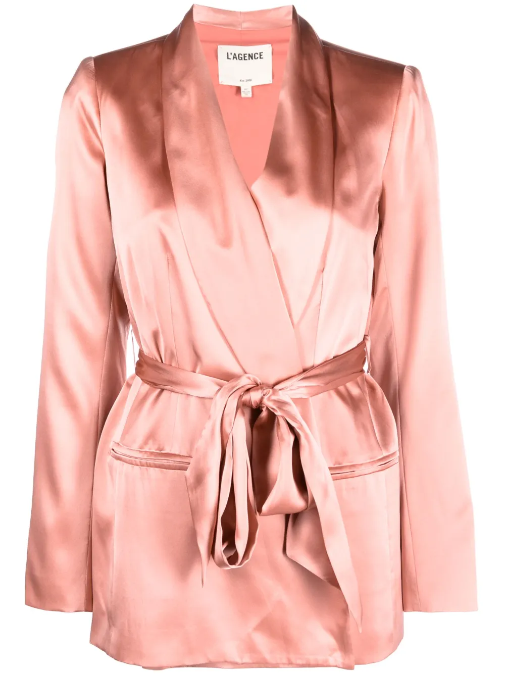 L Agence Everly Shawl Wrap Blazer In Rose Tan