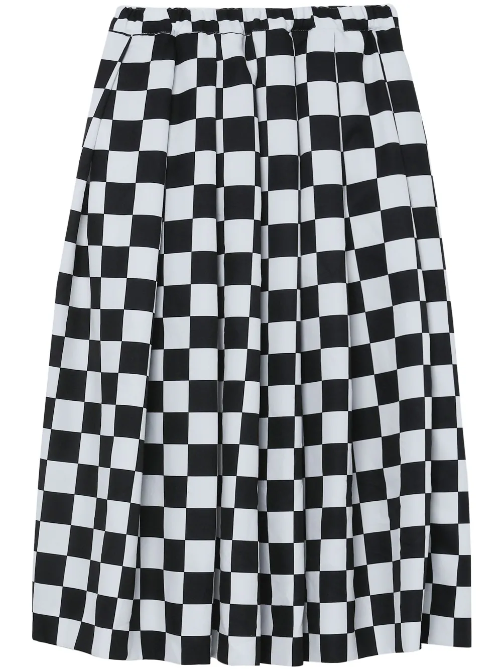 Black Comme Des Garçons check-print pleated midi skirt