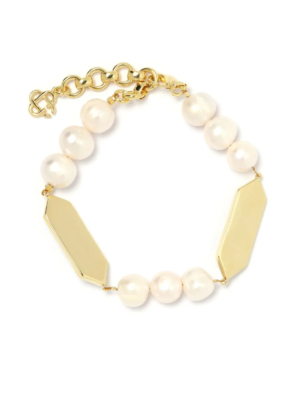 Casablanca logo-plaque pearl bracelet - Goud