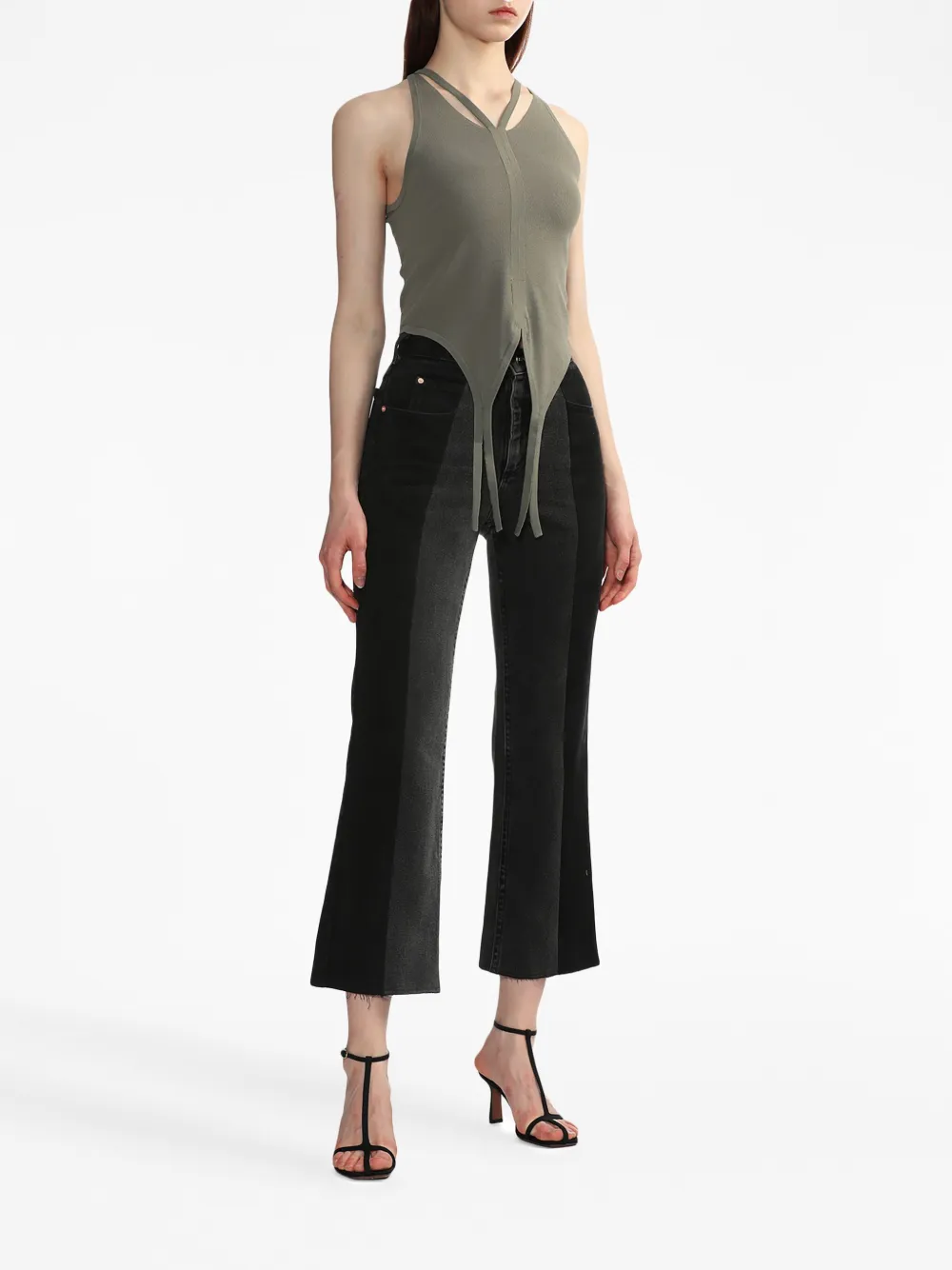 Dion Lee asymmetric V-neck tank top - Groen