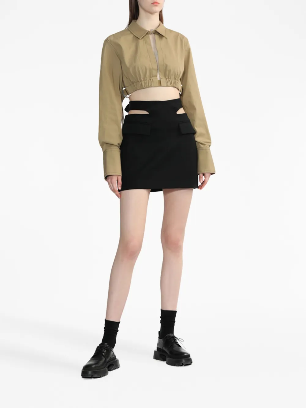 Dion Lee long-sleeve cropped shirt - Beige