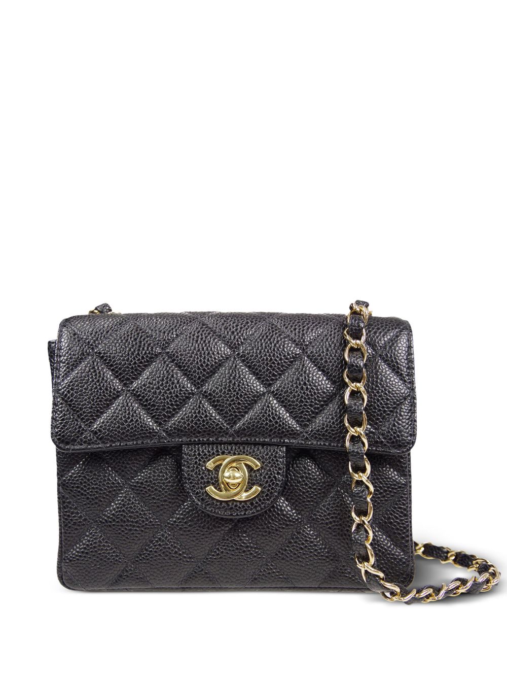 Pre-owned Chanel 2002 Classic Flap Mini Shoulder Bag In Black