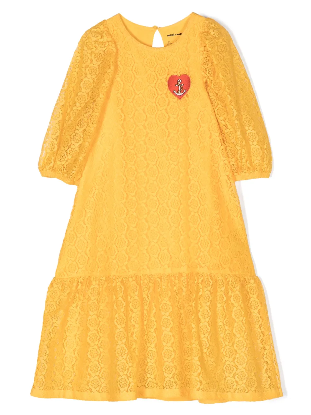 mini rodini robe en coton à manches bouffantes - jaune