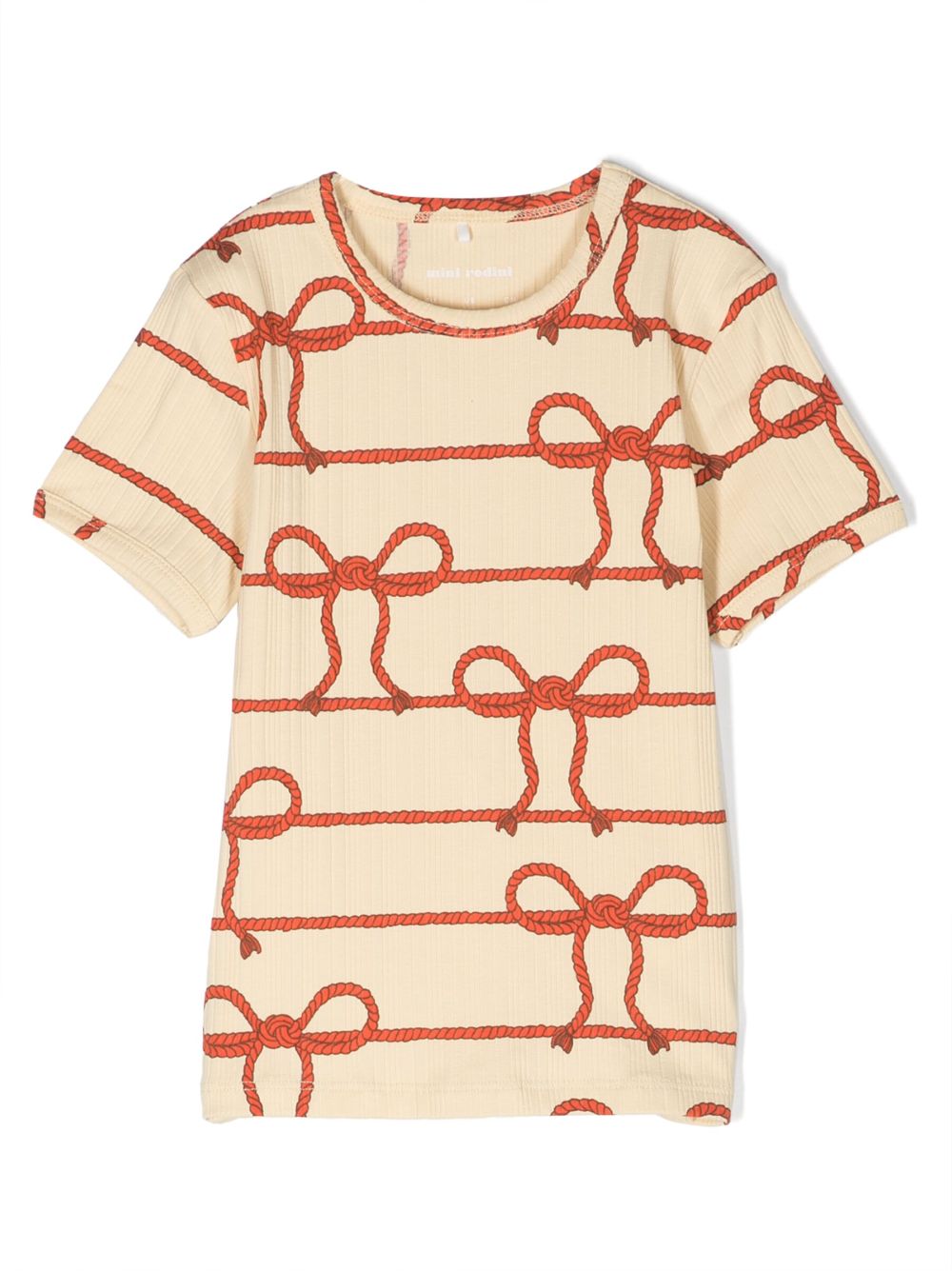 Mini Rodini Rope-print organic-cotton T-shirt - Yellow