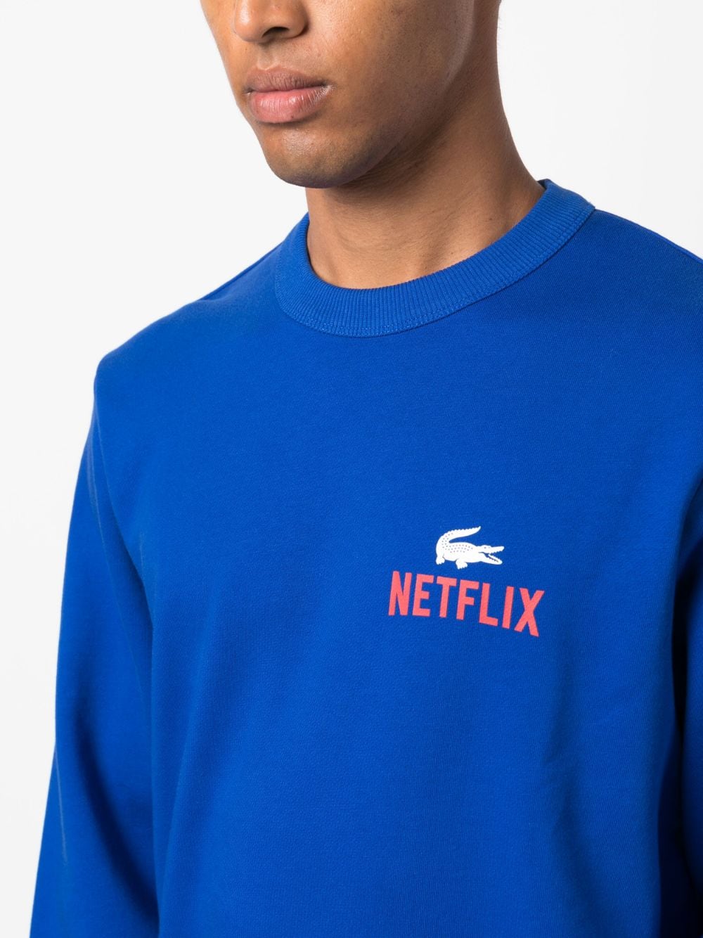 Shop Lacoste X Netflix Logo-print Sweatshirt In Blue