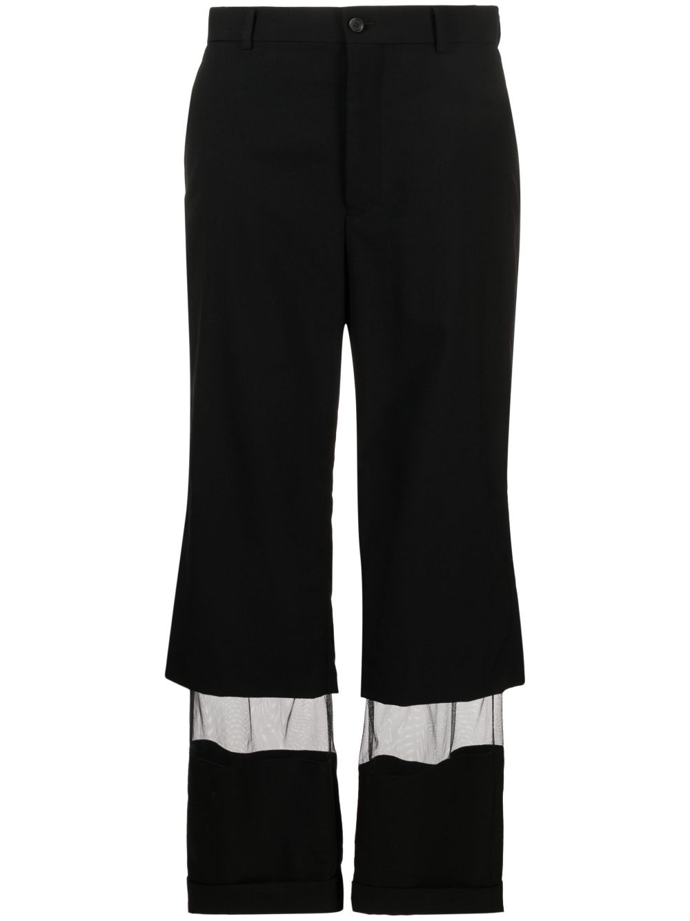 tulle-panel cropped wool trousers