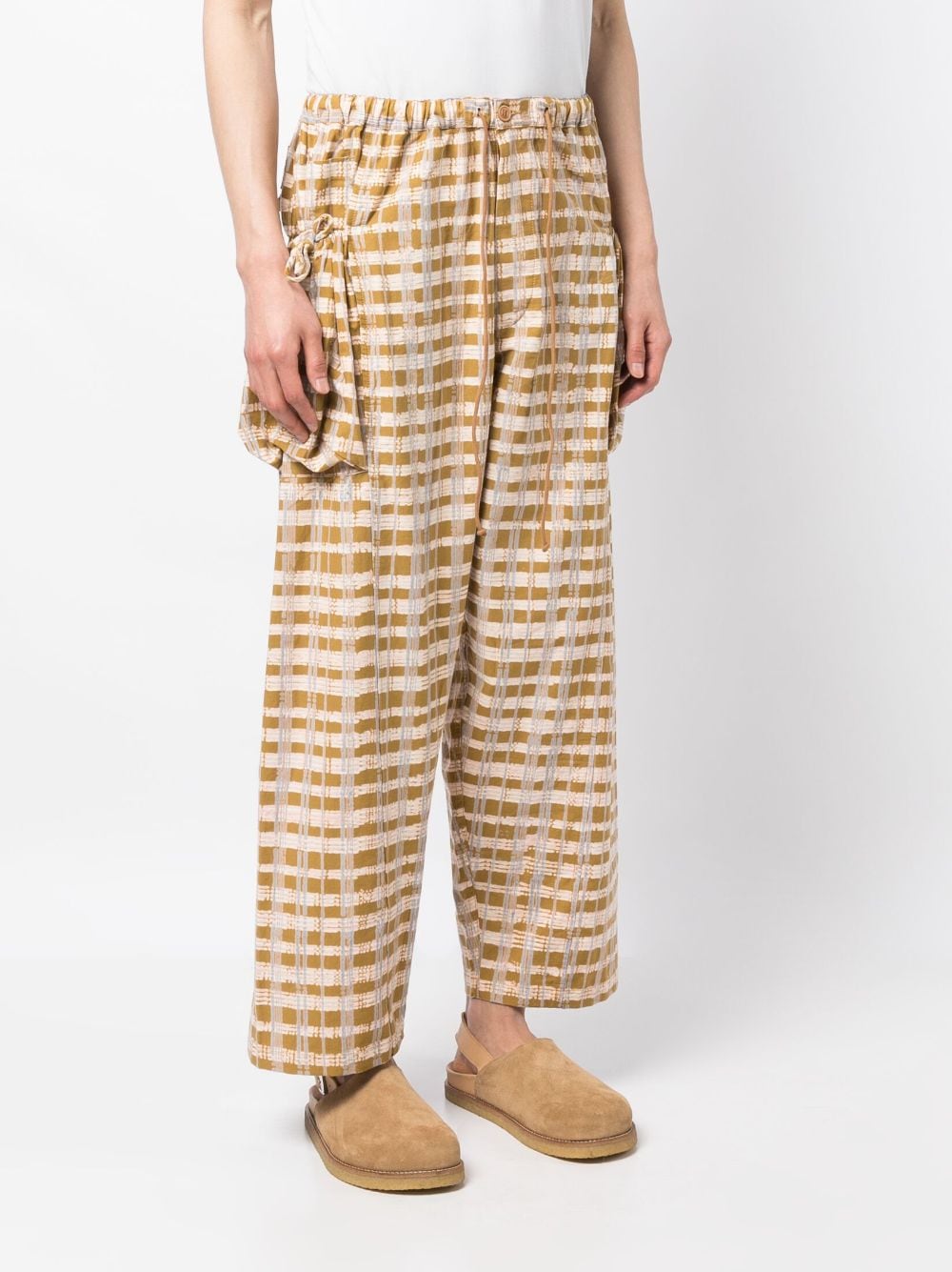 Shop Story Mfg. Check-print Wide-leg Trousers In Brown