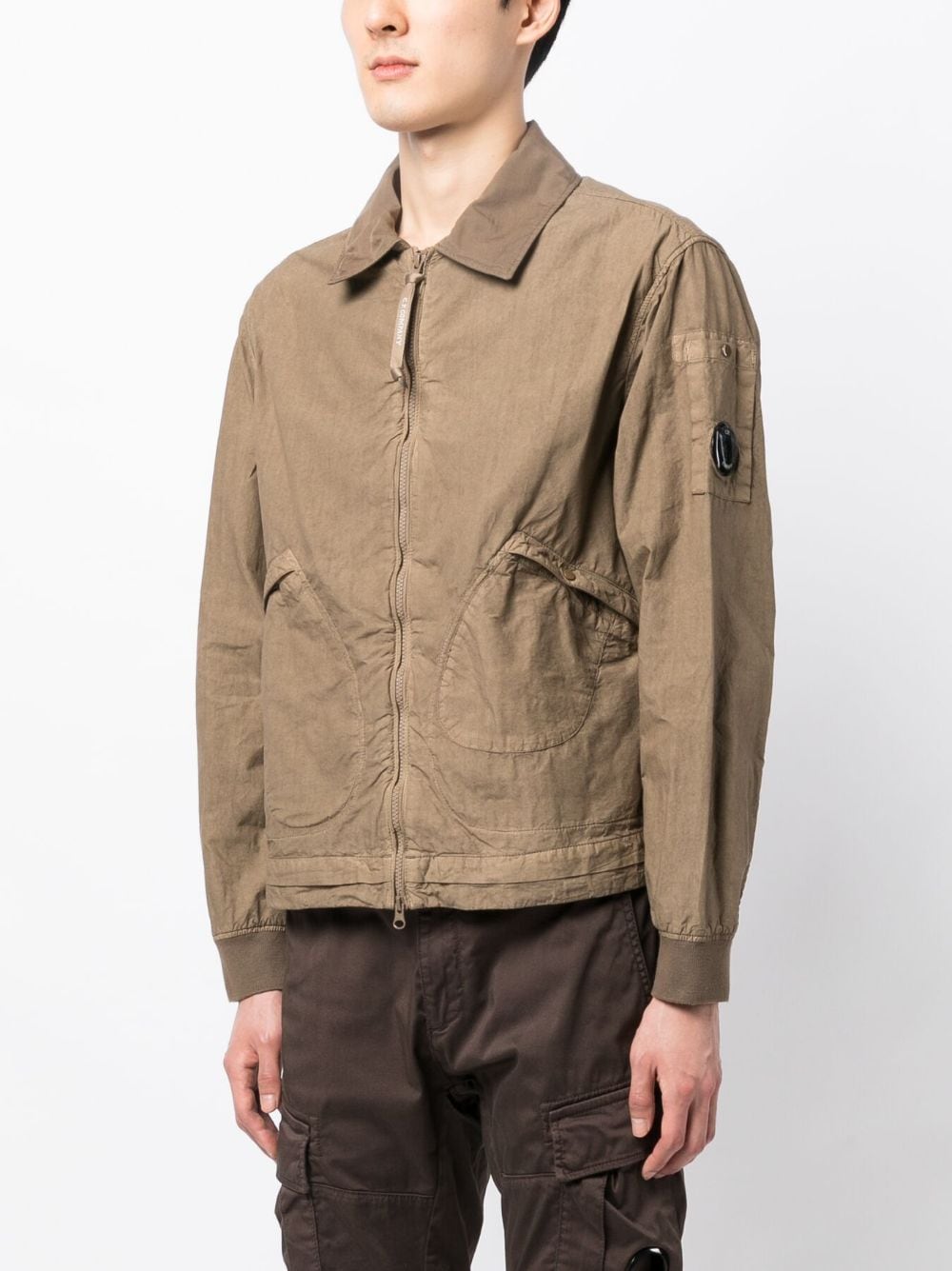 Shop C.p. Company Classic-collar Bomber Jacket In Brown