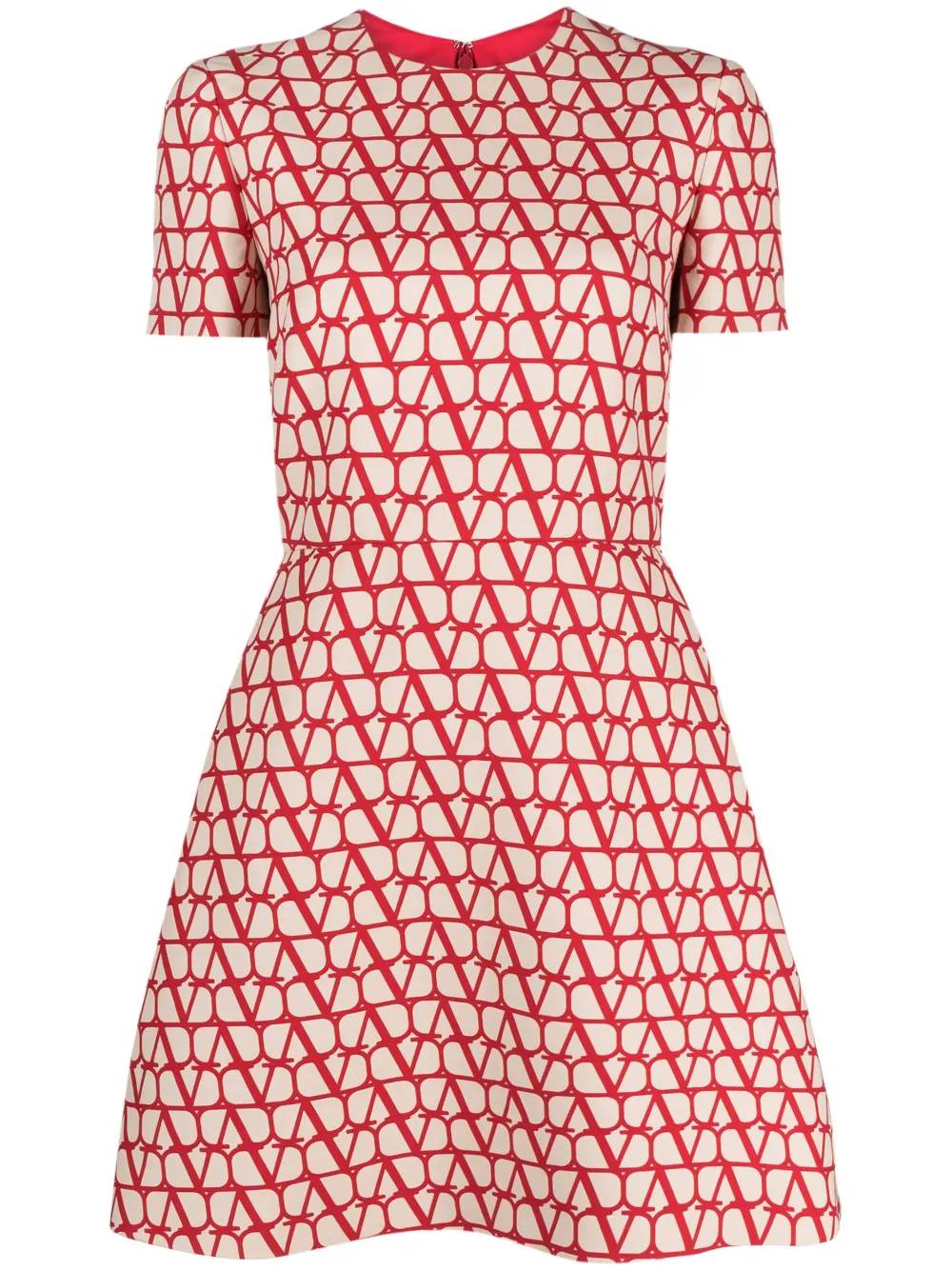 Valentino Toile Iconographe Short-sleeve Dress In Red