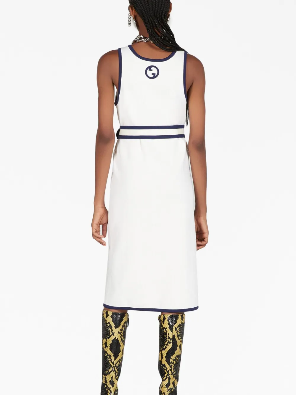 Gucci Belted Midi Dress In Weiss