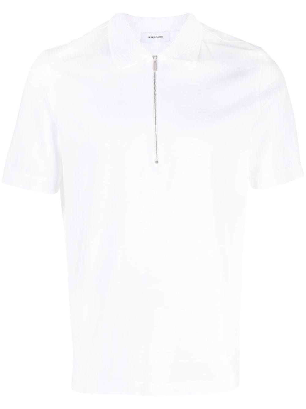 Shop Ferragamo Short-zip Cotton Polo Shirt In White