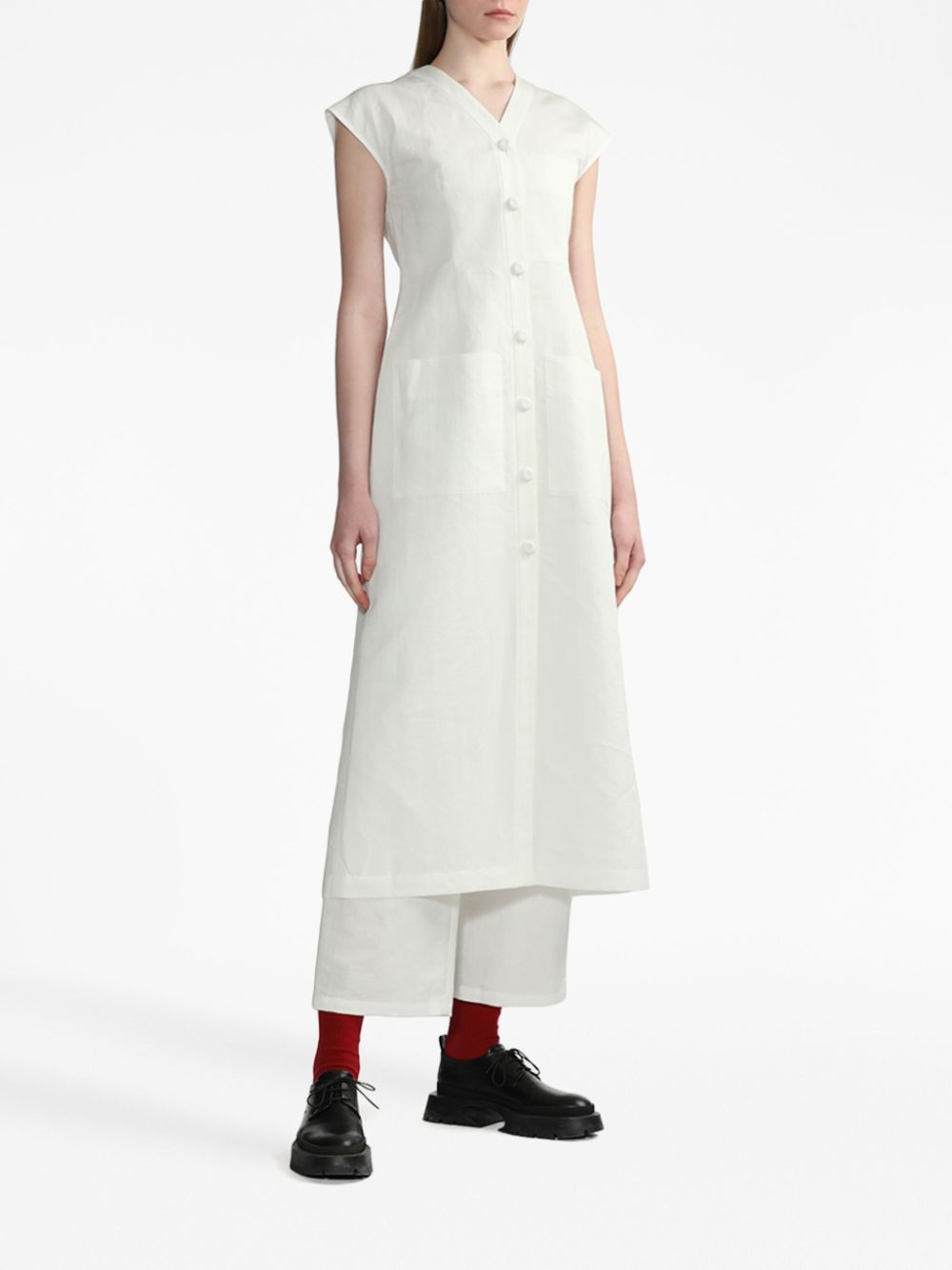 Enföld layered button-down trouser dress - Wit