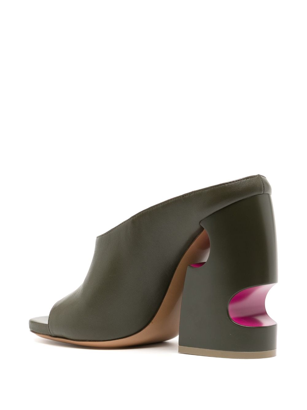 Shop Off-white Pop Meteor 120mm Leather Mules In Green