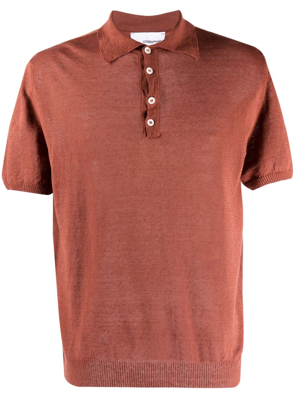 Costumein Short-sleeve Knitted Polo Shirt In Brown