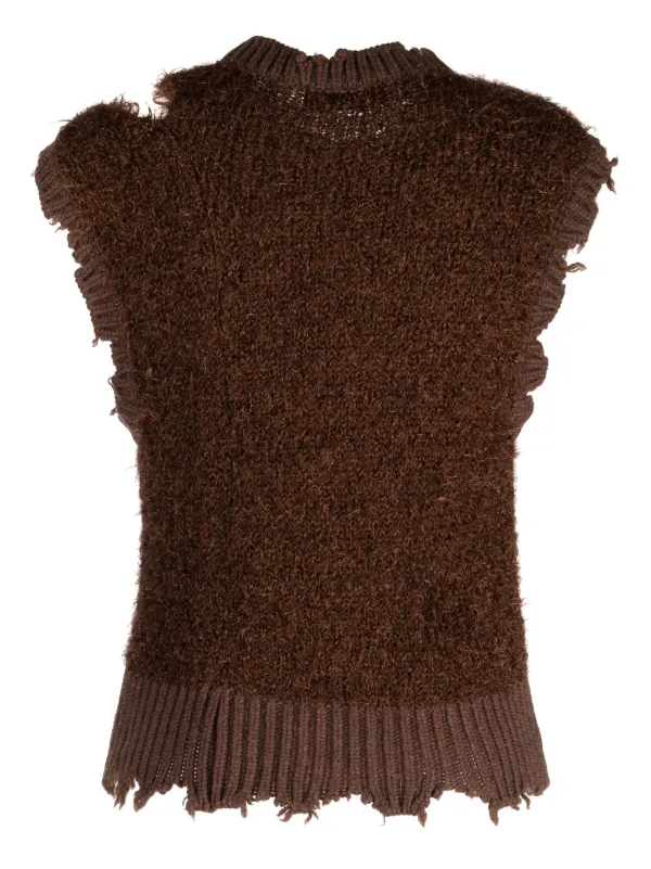 Muller Of Yoshiokubo Distressed Glitter Knit Vest | Brown Muller Of Yoshiokubo Distressed Glitter Knit Vest | Brown