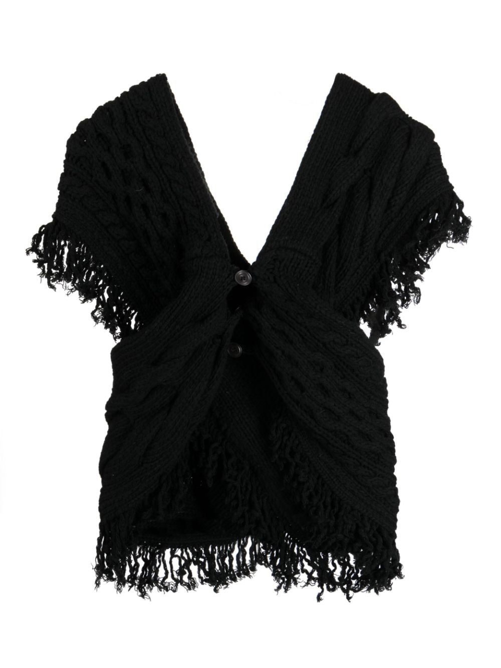 Shop Muller Of Yoshiokubo Fringed Cable-knit Top In Black