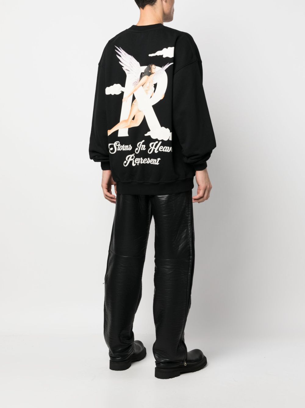 Represent graphic-print long-sleeve sweatshirt - Zwart