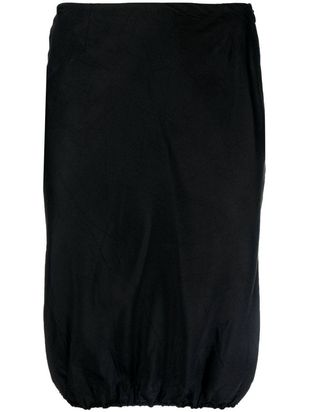 Pre-owned Prada 2000s Ruched Silk Skirt In Black