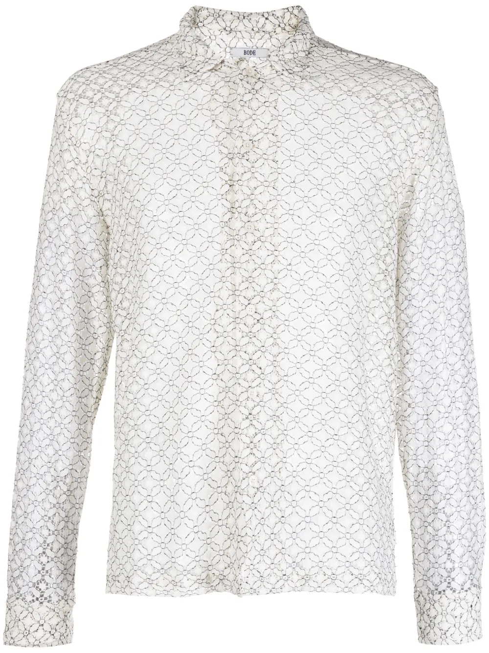 BODE floral-lace long-sleeve shirt | White | Image 1