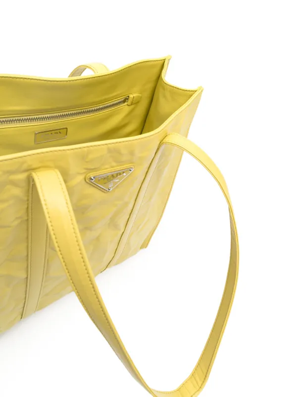 Prada logo-plaque Tote Bag | Yellow | FARFETCH