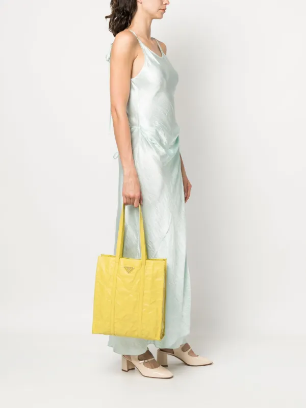 Prada logo-plaque Tote Bag | Yellow | FARFETCH