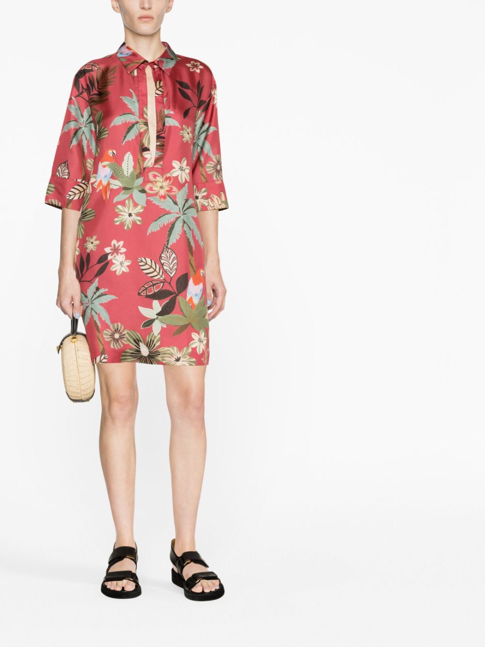 RED Valentino silk kaftan dress - Rood