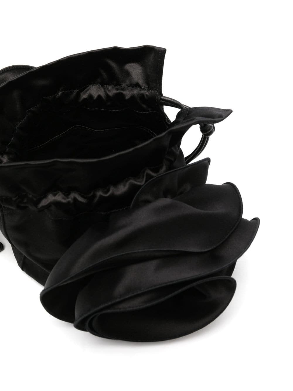 Shop Magda Butrym Magda Satin Flower Bucket Bag In Black