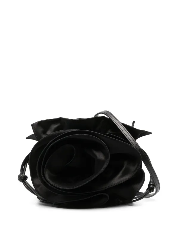Magda Butrym Magda Satin Flower Bucket Bag in Black