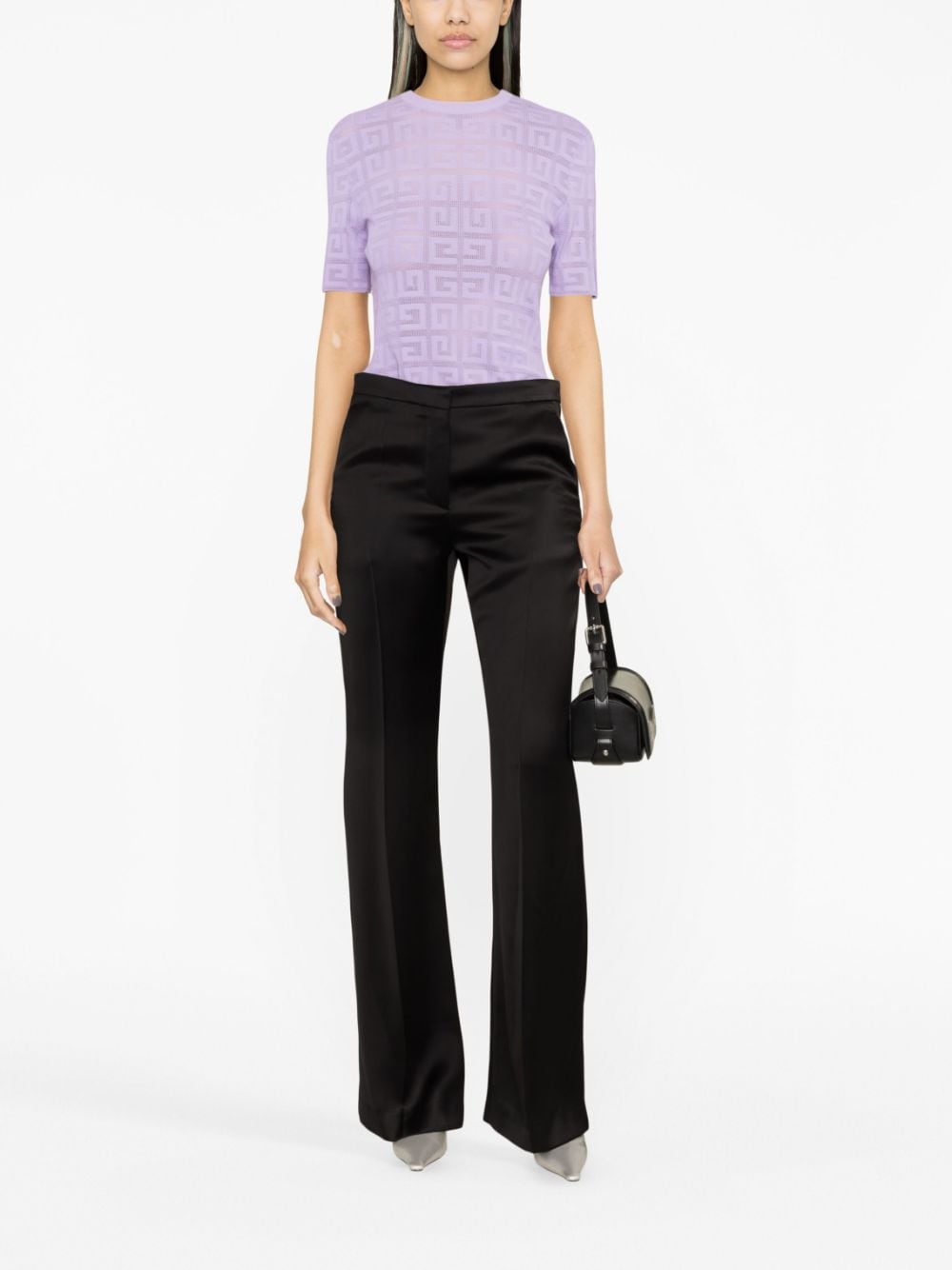 Shop Givenchy Flared Cotton Trousers In 黑色