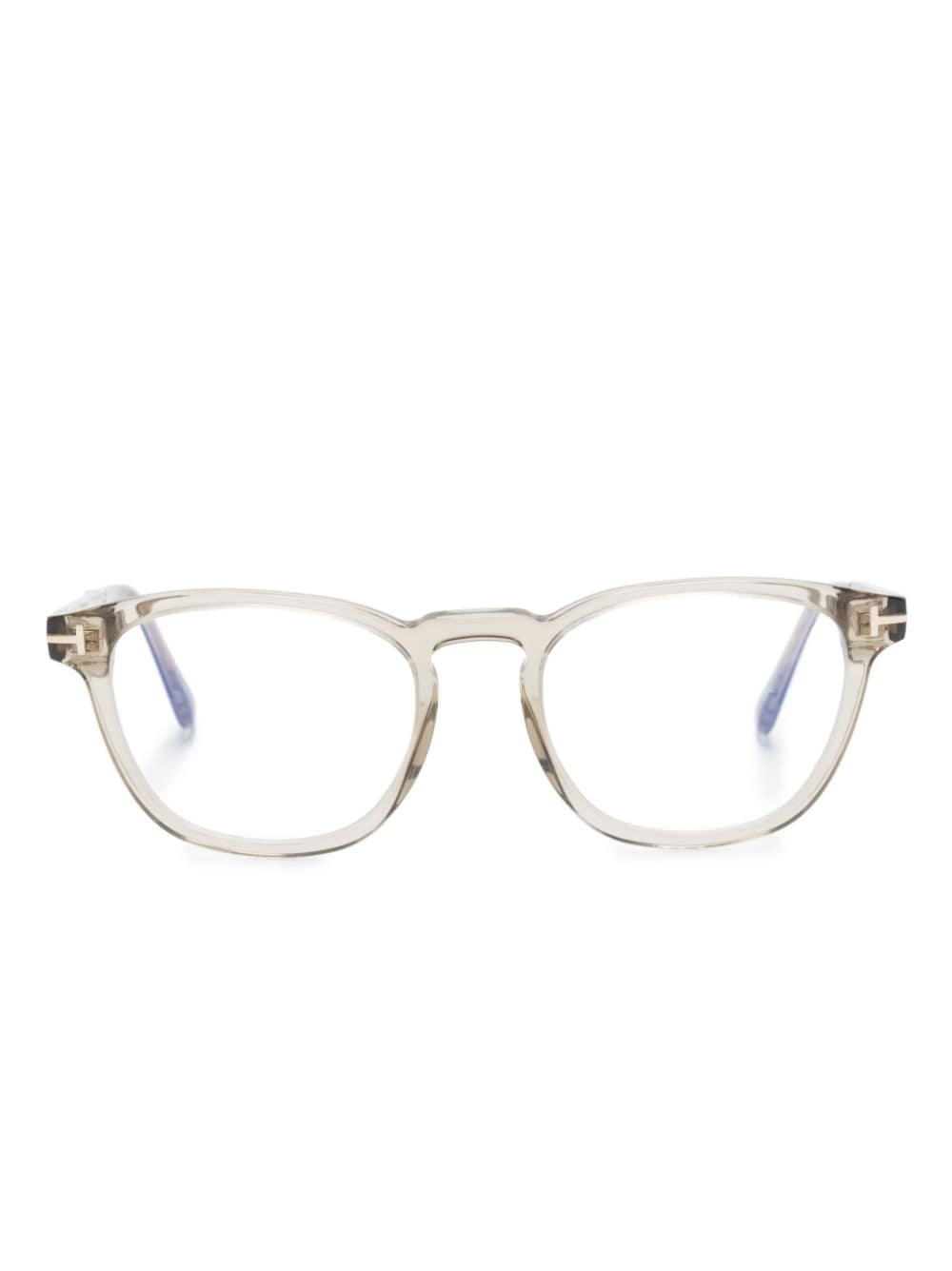 TOM FORD Eyewear Tortoiseshell Clear Round Glasses - Farfetch