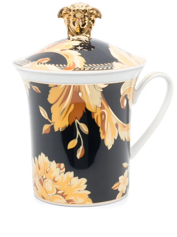 Versace X Rosenthal Vanity Barocco Print Mug in Black