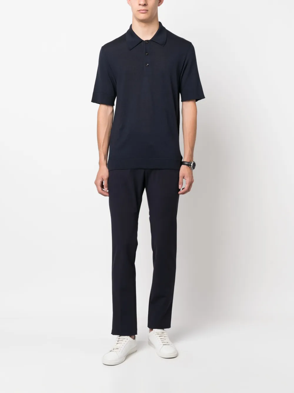 PT Torino short-sleeve cotton-silk polo shirt - Blauw