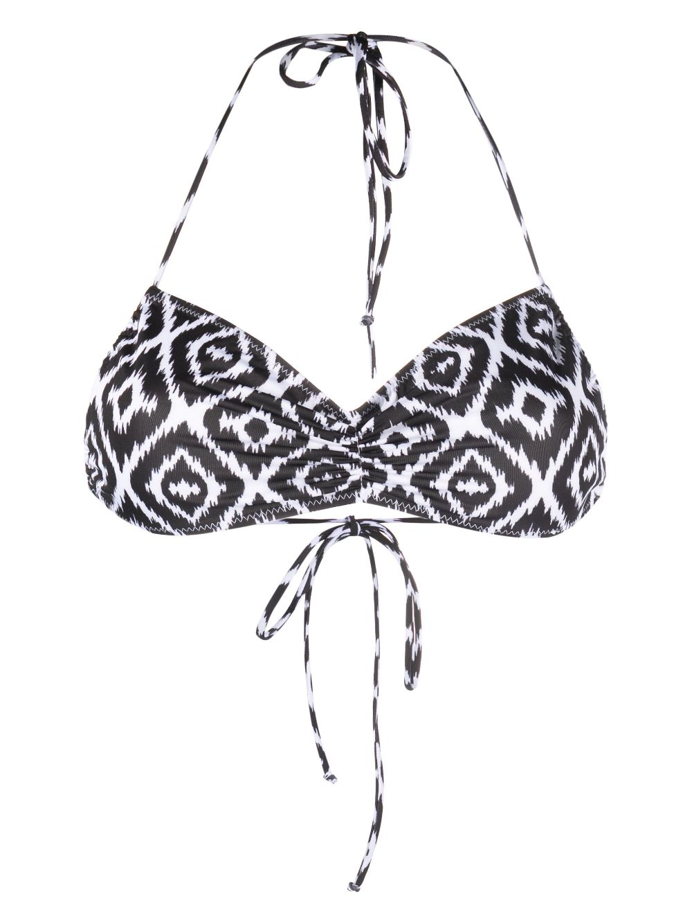 Mc2 Saint Barth Levante Ikat-pattern Bikini Top In White