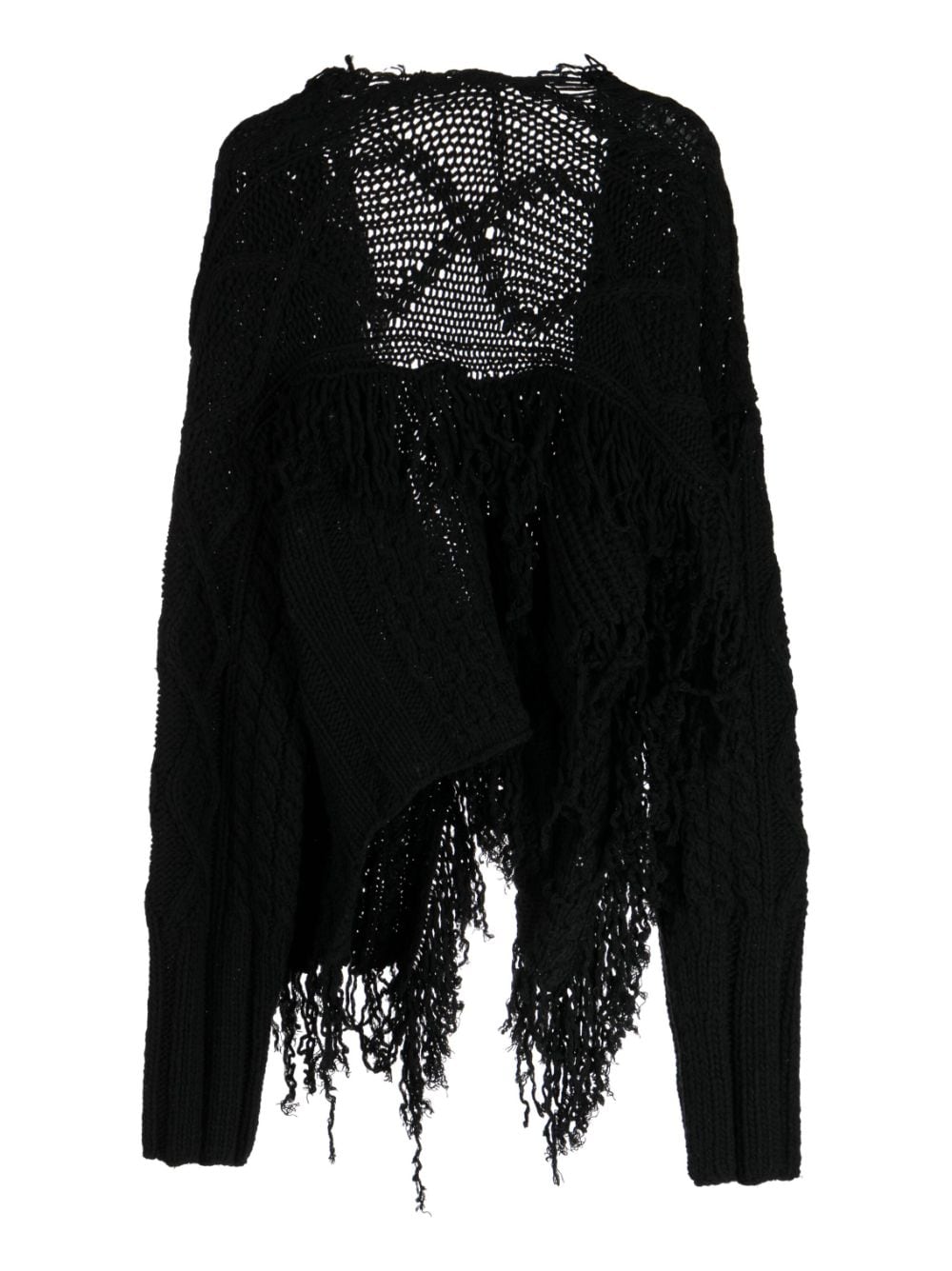 Shop Muller Of Yoshiokubo Distressed Asymmetric Cardigan In Black