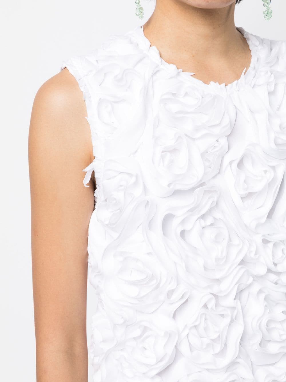 Shop Comme Des Garçons Embroidered-rose Sleeveless Dress In White
