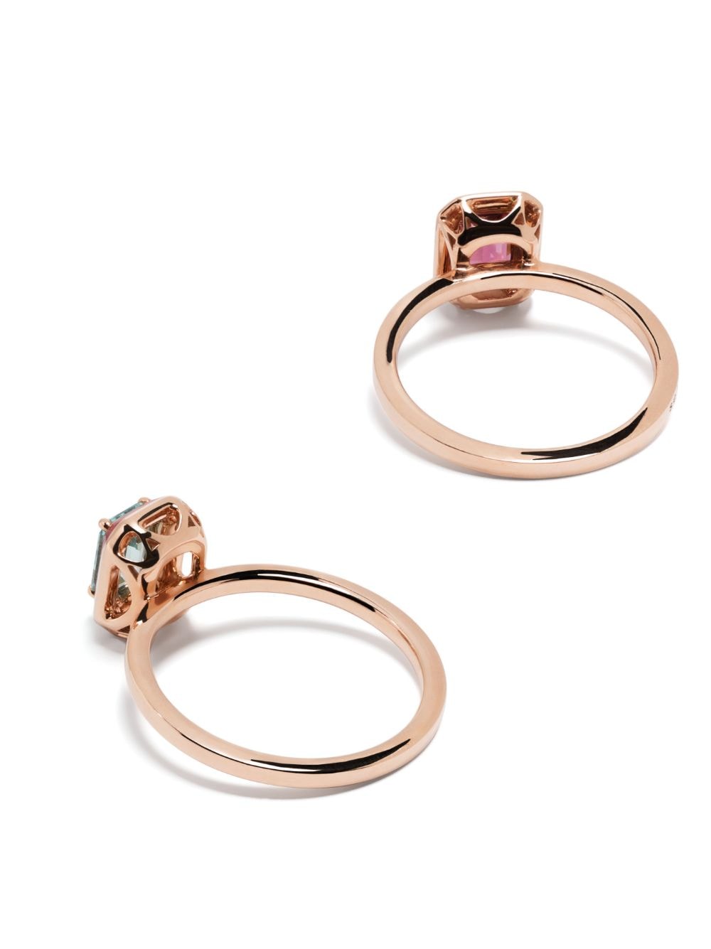 Shop Selim Mouzannar 18kt Rose Gold Mina Tourmaline And Rhodolite Ring Set In Pink