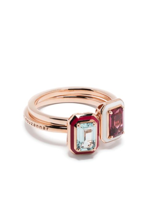 Selim Mouzannar 18kt rose gold Mina tourmaline and rhodolite ring set