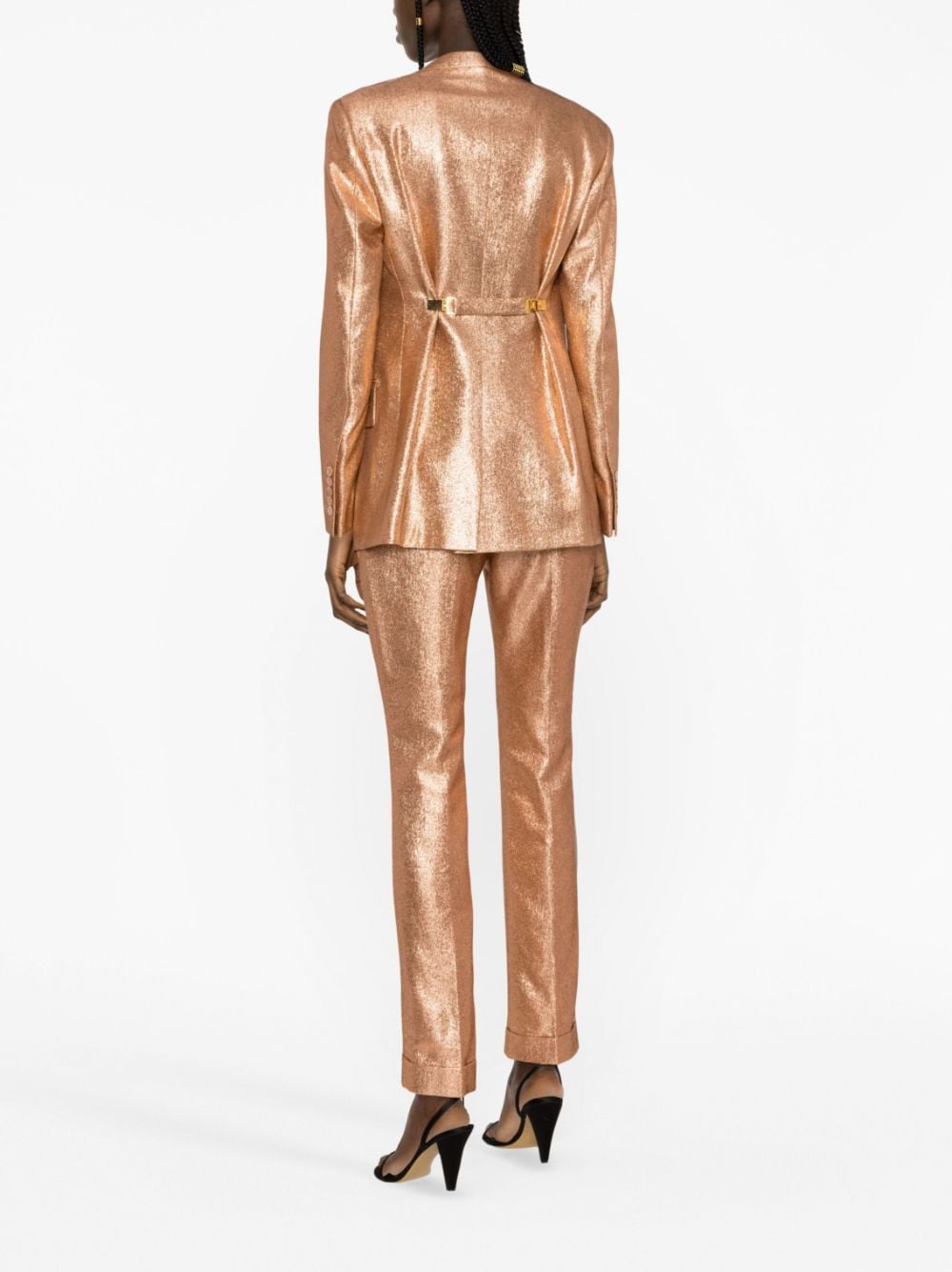 Shop Tom Ford Iridescent Mid-rise Tailored Trousers In Pink